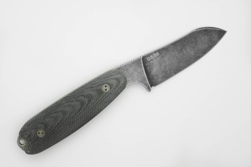Bradford Knives: Guardian3.5, 3D - M390 Steel - Sheepsfoot Blade - Flat Grind - Nimbus Blade Finish - 3D Black Canvas Micarta Handle