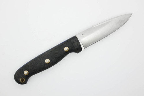 LT Wright Knives: LTAC GNS - O1 Steel - Saber Grind - Fixed Blade Knife w/ Black Canvas Micarta Handle & Blue Liners - Matte Finish, Kydex LT Wright Knives: LTAC GNS - O1 Steel - Saber Grind - Fixed Blade Knife w/ Black Canvas Micarta Handle & Blue Liners - Matte Finish, Kydex