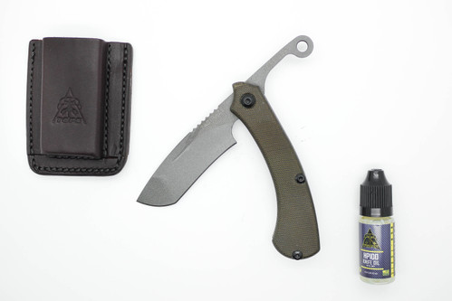 TOPS Knives TAC-RAZE 4 - TRAZ-04, Recurve Tanto 1095 Steel Blade - Tungsten Finish - Green Canvas Micarta Handle