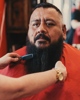 TOPS Knives, Tac-Rake Beard Comb, Black Power Coat w/ Tan Canvas Micarta Handle, Leather Case TOPS Knives, Tac-Rake Beard Comb, Black Power Coat w/ Tan Canvas Micarta Handle, Leather Case