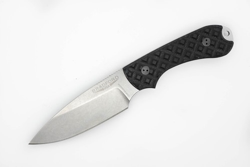 Bradford Knives: Guardian3 - CPM MagnaCut - Drop Point - Sabre Grind - Stonewash Finish Blade - Black Textured G10 Handle