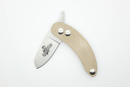 Woods Monkey Banana Peel by L.T. Wright - A2 Steel - Flat Grind and Sheepsfoot Blade - Snakeskin Micarta Handle - Kydex Neck Sheath