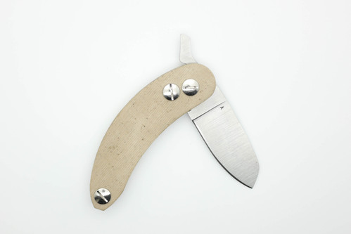 Woods Monkey Banana Peel by L.T. Wright - A2 Steel - Flat Grind and Sheepsfoot Blade - Snakeskin Micarta Handle - Kydex Neck Sheath Woods Monkey Banana Peel by L.T. Wright - A2 Steel - Flat Grind and Sheepsfoot Blade - Snakeskin Micarta Handle - Kydex Neck Sheath