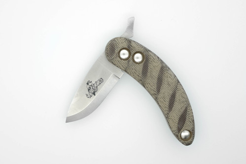 Woods Monkey Banana Peel by L.T. Wright - S35VN Steel - Scandi Grind and Drop Point Blade - 3/8” Twist Two Tone Green Micarta Handle