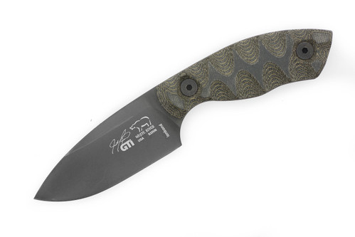 White River Knives: GTI 3 - S35VN Black Ionbond Coated Blade - Black and OD Green Linen Micarta Handle - Kydex Sheath