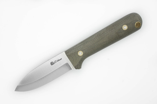 LT Wright Knives: HEVI Next Gen - 3/16" Thick O1 Steel - Scandi Grind - Green Canvas Micarta - Matte