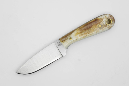 LT Wright Knives: Frontier First - O1 Tool Steel - Flat Grind - Brown Bone w/ Black Liners - 3