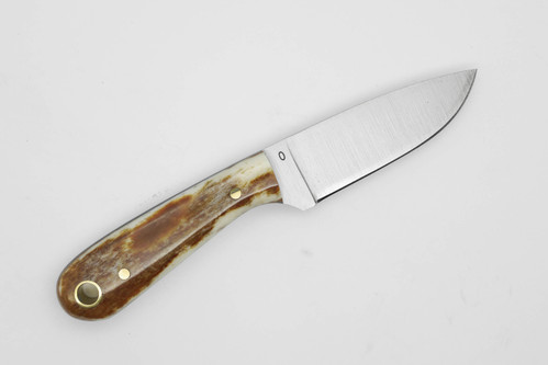 LT Wright Knives: Frontier First - O1 Tool Steel - Flat Grind - Brown Bone w/ Black Liners - 3