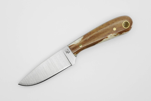 LT Wright Knives: Frontier First - O1 Tool Steel - Flat Grind - Brown Bone w/ Black Liners - 4