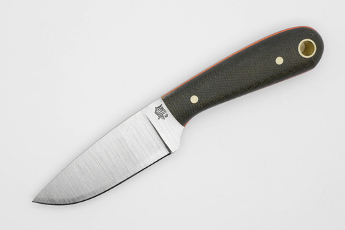 LT Wright Knives: Frontier First - O1 Tool Steel - Flat Grind - Green Canvas Micarta w/ Orange Liners - Matte