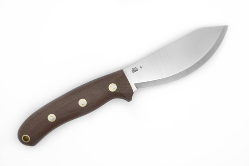 LT Wright Knives: Jessmuk - Scandi Grind - O1 Tool Steel - Rustic Brown Canvas Micarta - Matte