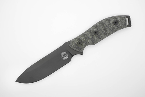 White River Knives GTI 4.5 - S35VN Black Ionbond Coated Blade - Black and Olive Drab Linen Micarta Handle