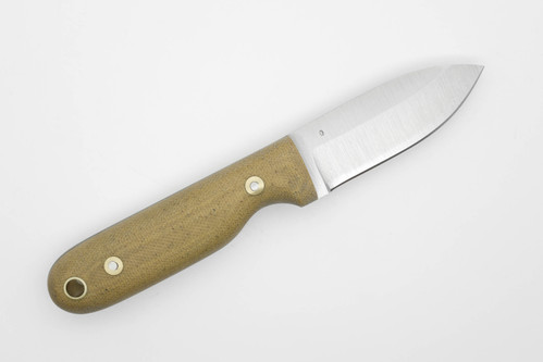 LT Wright Knives Bushbaby - O1 Tool Steel - Saber Grind - Natural Canvas Micarta Handle w/ OD Green Liners - Matte Finish