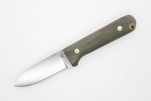 LT Wright Knives Next Gen - Convex Grind - CPM 3V Steel - Green Canvas Micarta Handle w/ Orange Liners - Matte Finish
