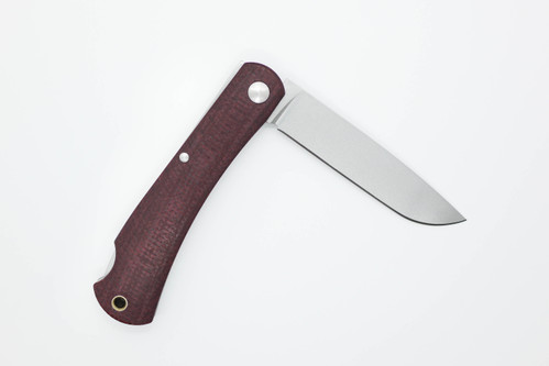 Smith & Sons Knives: MudBug - D2 Tool Steel - Maroon Burlap Micarta Handle Smith & Sons Knives: MudBug - D2 Tool Steel - Maroon Burlap Micarta Handle
