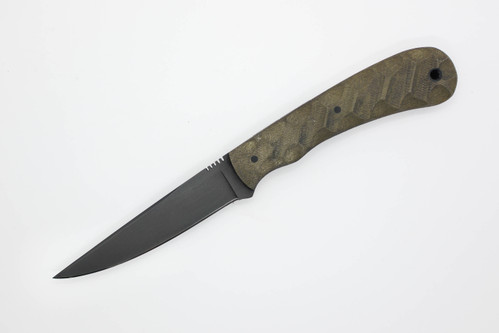Winkler Knives - Operator - 80CRV2 Steel - Flat Grind - Green Laminate Sculpted Handle - Tapered Tang