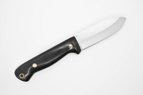 LT Wright Knives: Scaaty Crafter - A2 Steel - Saber Grind - Black Canvas Micarta w/ Snakeskin Liners - Polished Finish LT Wright Knives: Scaaty Crafter - A2 Steel - Saber Grind - Black Canvas Micarta w/ Snakeskin Liners - Polished Finish