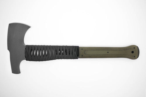 Winkler Knives - Hammer Combat Axe - 80CRV2 Steel - Green Laminate Handle - Partial Cord Wrap