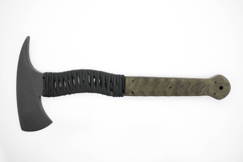 Winkler Knives - Wild Bill Axe - 80CRV2 Steel - Sculpted Green Canvas Laminate Handle - Partial Cord Wrap