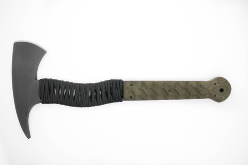 Winkler Knives - Wild Bill Axe - 80CRV2 Steel - Sculpted Green Canvas Laminate Handle - Partial Cord Wrap Winkler Knives - Wild Bill Axe - 80CRV2 Steel - Sculpted Green Canvas Laminate Handle - Partial Cord Wrap
