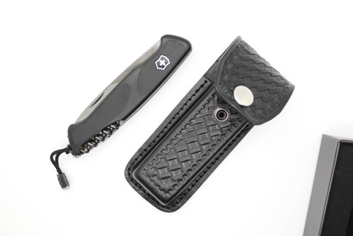 *BLEM* Swiss Army RANGER GRIP 55 - Onyx Black Handle Knife Combo + Free Leather Sheath