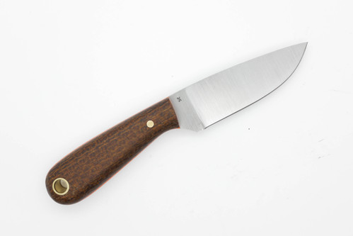 LT Wright Knives Frontier First - CPM 3V Steel - Flat Grind - Brown Burlap Canvas Micarta w/ Orange Liners - Matte Finish