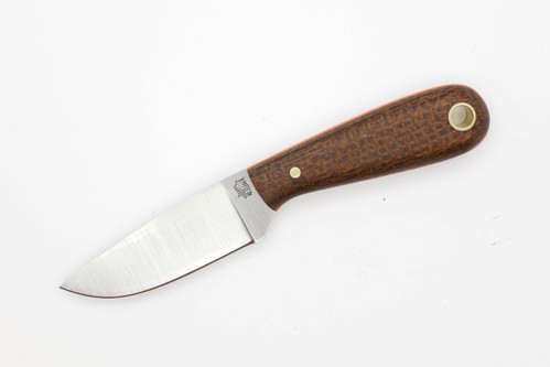 LT Wright Knives Frontier First - CPM 3V Steel - Flat Grind - Brown Burlap Canvas Micarta w/ Orange Liners - Matte Finish
