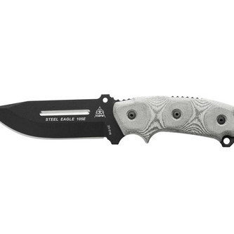 TOPS Knives Steel Eagle 105E - Black Traction Coating Blade Finish - TANTO Point - Black Linen Micarta Handle TOPS Knives Steel Eagle 105E - Black Traction Coating Blade Finish - TANTO Point - Black Linen Micarta Handle