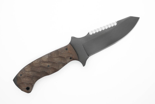 Winkler Knives - Utility Crusher - 80CRV2 Steel - Flat Grind - Sculpted Brown Laminate Handle - Crusher/Glass Breaker