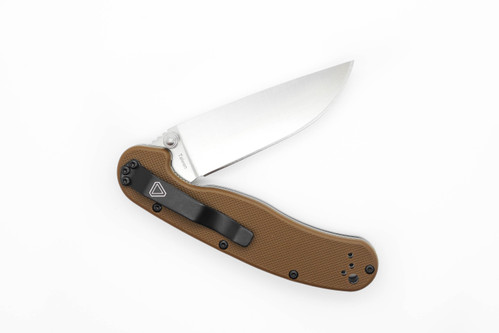 Ontario RAT Model 2 Folding Knife, 3" D2 Steel Stonewashed Finish, Coyote Brown Nylon Handle - 8828CB
