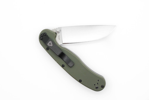 Ontario RAT Model 2 Folding Knife, 3" D2 Steel Stonewashed Finish, OD Green Nylon Handle - 8828OD