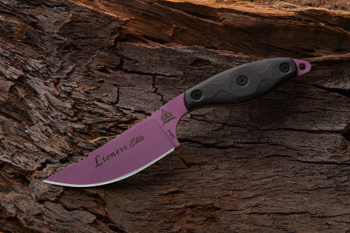 TOPS Knives Tops Lioness Elite, LION-01 - Tactical Wild Purple Coated 4.13" Blade - Black G10 Handle TOPS Knives Tops Lioness Elite, LION-01 - Tactical Wild Purple Coated 4.13" Blade - Black G10 Handle