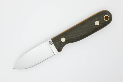 LT Wright Knives Bushbaby - A2 Steel - Flat Grind - Green Canvas Micarta w/ Natural Liners - Matte Finish