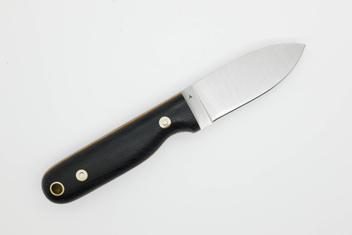 LT Wright Knives Bushbaby - A2 Steel - Flat Grind - Black Canvas Micarta w/ Natural Liners - Matte Finish LT Wright Knives Bushbaby - A2 Steel - Flat Grind - Black Canvas Micarta w/ Natural Liners - Matte Finish