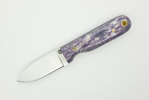 LT Wright Knives Bushbaby - A2 Steel - Flat Grind - Blue Dyed Bone w/ Black Liners - 2