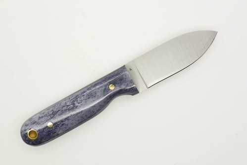 LT Wright Knives Bushbaby - A2 Steel - Flat Grind - Blue Dyed Bone w/ Black Liners - 4