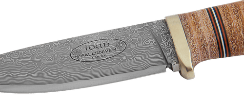 Fallkniven: Northern Lights Series, Idun - NL5CX (Cowry X Damascus Steel), Fixed Blade Knife w/ Stacked Leather Handle