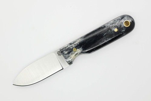 LT Wright Knives Bushbaby - A2 Steel - Flat Grind - Black Dyed Bone w/ Black Liners - 1