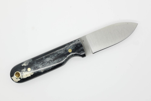 LT Wright Knives Bushbaby - A2 Steel - Flat Grind - Black Dyed Bone w/ Black Liners - 1