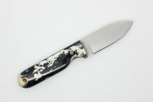 LT Wright Knives Bushbaby - A2 Steel - Flat Grind - Black Dyed Bone w/ Black Liners - 3