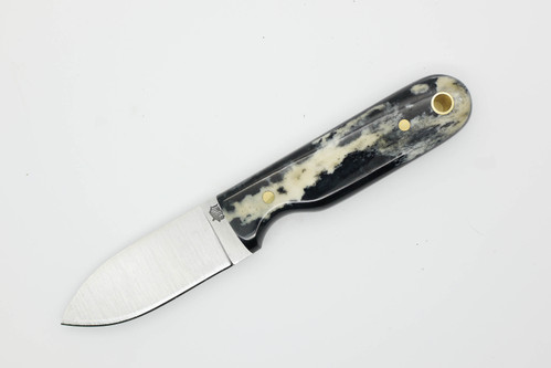 LT Wright Knives Bushbaby - A2 Steel - Flat Grind - Black Dyed Bone w/ Black Liners - 3