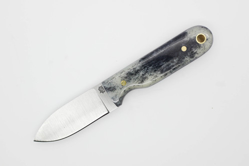 LT Wright Knives Bushbaby - A2 Steel - Flat Grind - Black Dyed Bone w/ Black Liners - 6