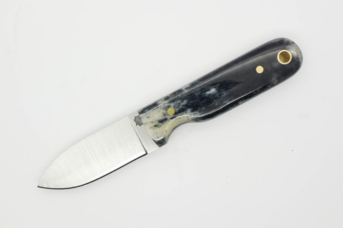 LT Wright Knives Bushbaby - A2 Steel - Flat Grind - Black Dyed Bone w/ Black Liners - 7