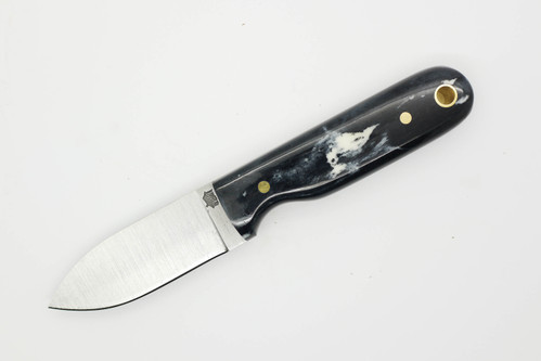 LT Wright Knives Bushbaby - A2 Steel - Flat Grind - Black Dyed Bone w/ Black Liners - 9