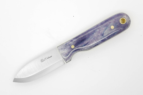 LT Wright Knives Bushbaby - A2 Steel - Scandi Grind - Blue Dyed Bone - Black Liners - 1