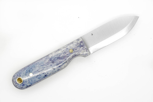 LT Wright Knives Bushbaby - A2 Steel - Scandi Grind - Blue Dyed Bone - Black Liners - 1