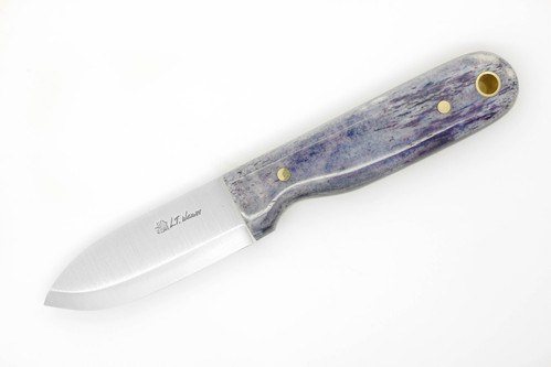 LT Wright Knives Bushbaby - A2 Steel - Scandi Grind - Blue Dyed Bone - Black Liners - 5