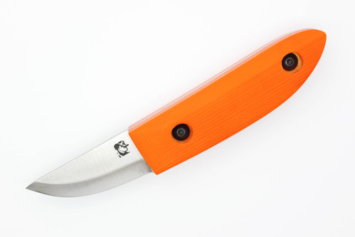 Woods Monkey Kerf Carver by L.T. Wright - AEBL Steel - Scandi Grind - Orange G10 Handle