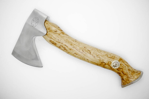 Karesuando Kniven 4013 Stoera Aksu Hunters Axe - Natural Curly Birch - Stainless Steel - 18