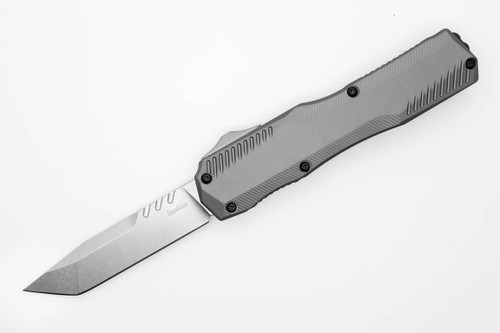 Kershaw 9000TGRYSW Livewire Matt Diskin - Gray Anodized Aluminum Handle  - Tanto MagnaCut Steel - Stonewashed Finished Blade - OTF Auto